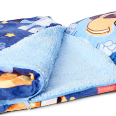 Northwest Bluey B for Balloon slumber bag with plush sherpa reverse lining for warmth.