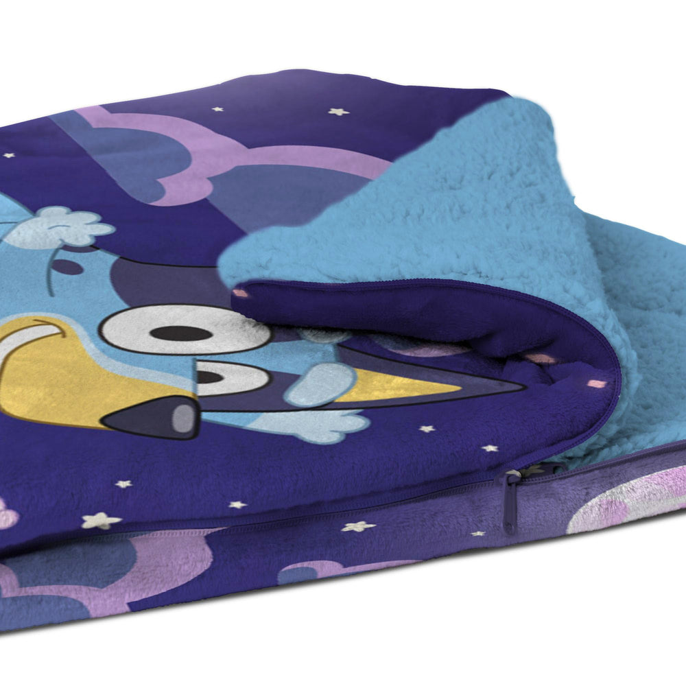 Northwest Bluey Silk Touch Slumber Bag folds compactly for travel and storage.