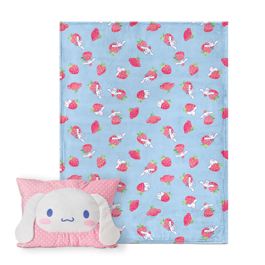 Northwest Cinnamoroll Strawberry Delight Throw in sky-blue silk touch for cozy lounging.