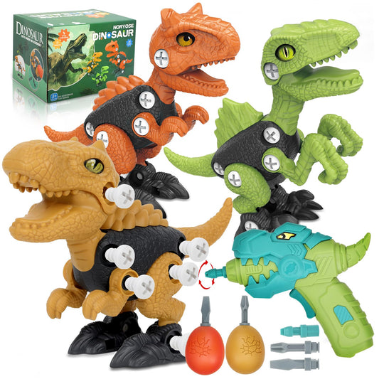 NORYOSE yellow T-Rex take apart toy for hands-on STEM learning and problem solving.