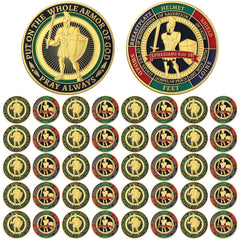 Nosiny armor coins pocket-size closeup, durable zinc alloy for everyday faith reminders.