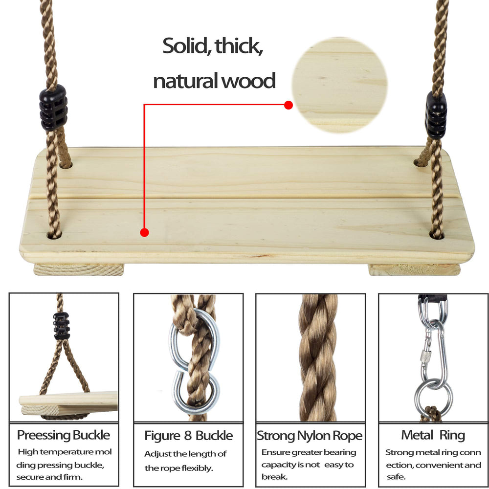 NOSTIFY tree straps and carabiners securing the swing for safe outdoor installation