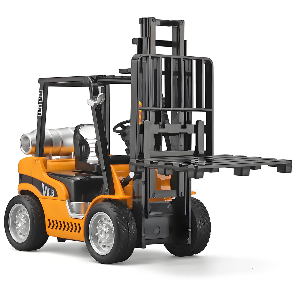 NOVAFUSION forklift toy front view highlights durable, kid-friendly construction for safe play.