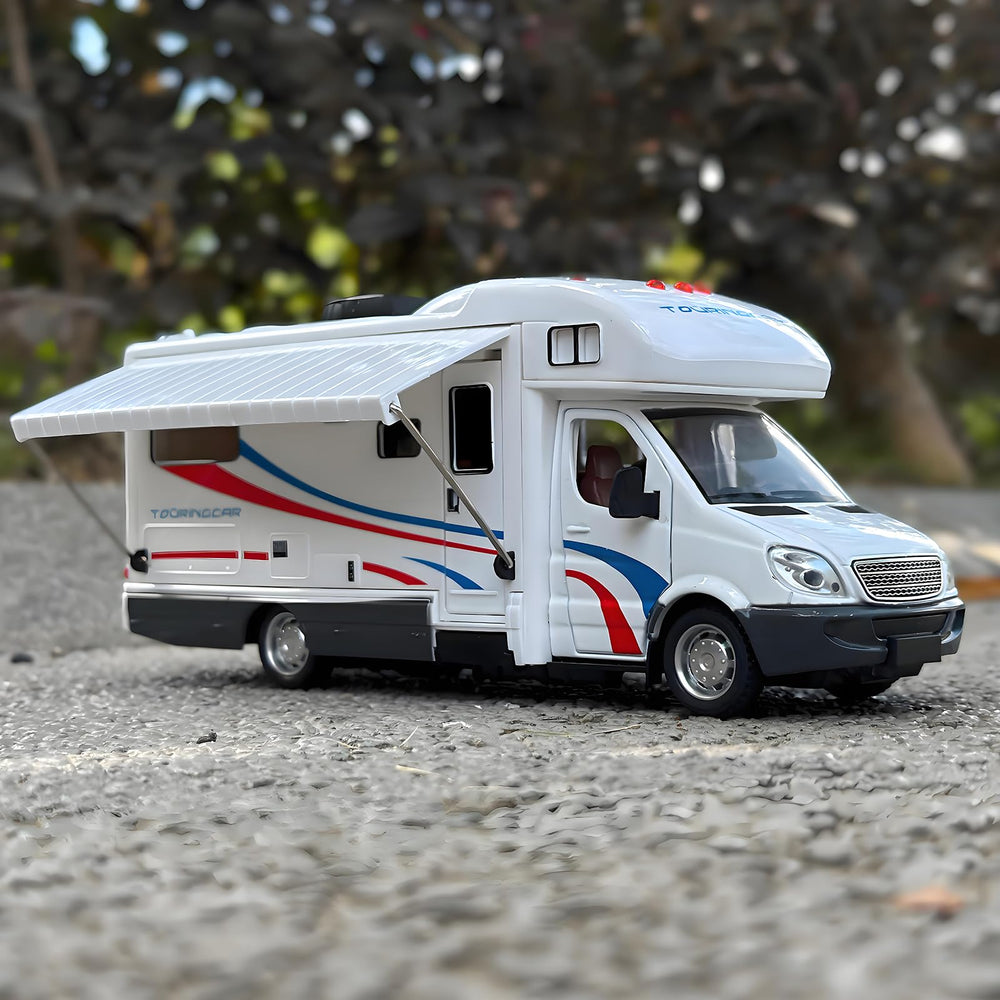 NOVAFUSION Toy Camper White opening doors and retractable awning for realism.