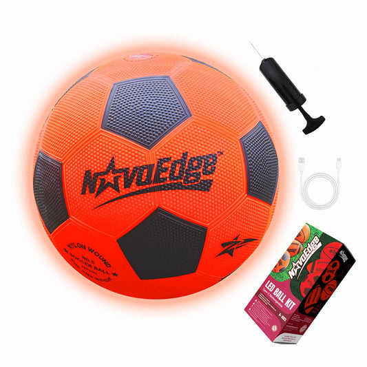 NovaEdge glow-in-the-dark soccer ball on the pitch glows after impact