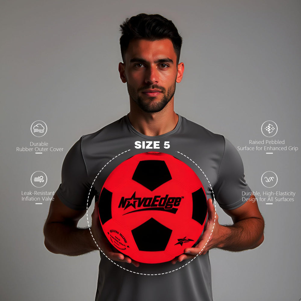 NovaEdge USB-C rechargeable soccer ball charging setup in use