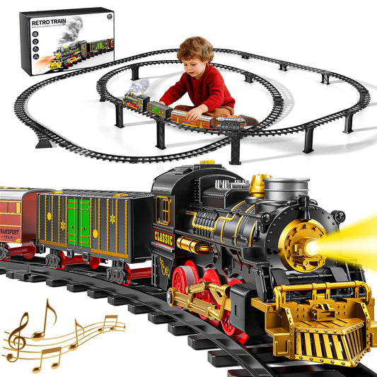 Novaluki Christmas Train Set with 2-layer track for imaginative indoor play