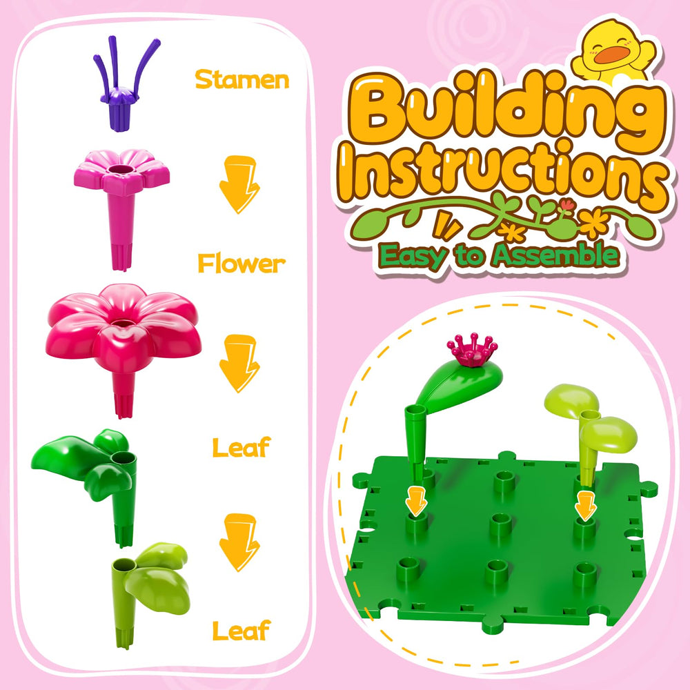 Novaluki Flower Garden flowers, stems, and leaves enabling creative garden scenes.