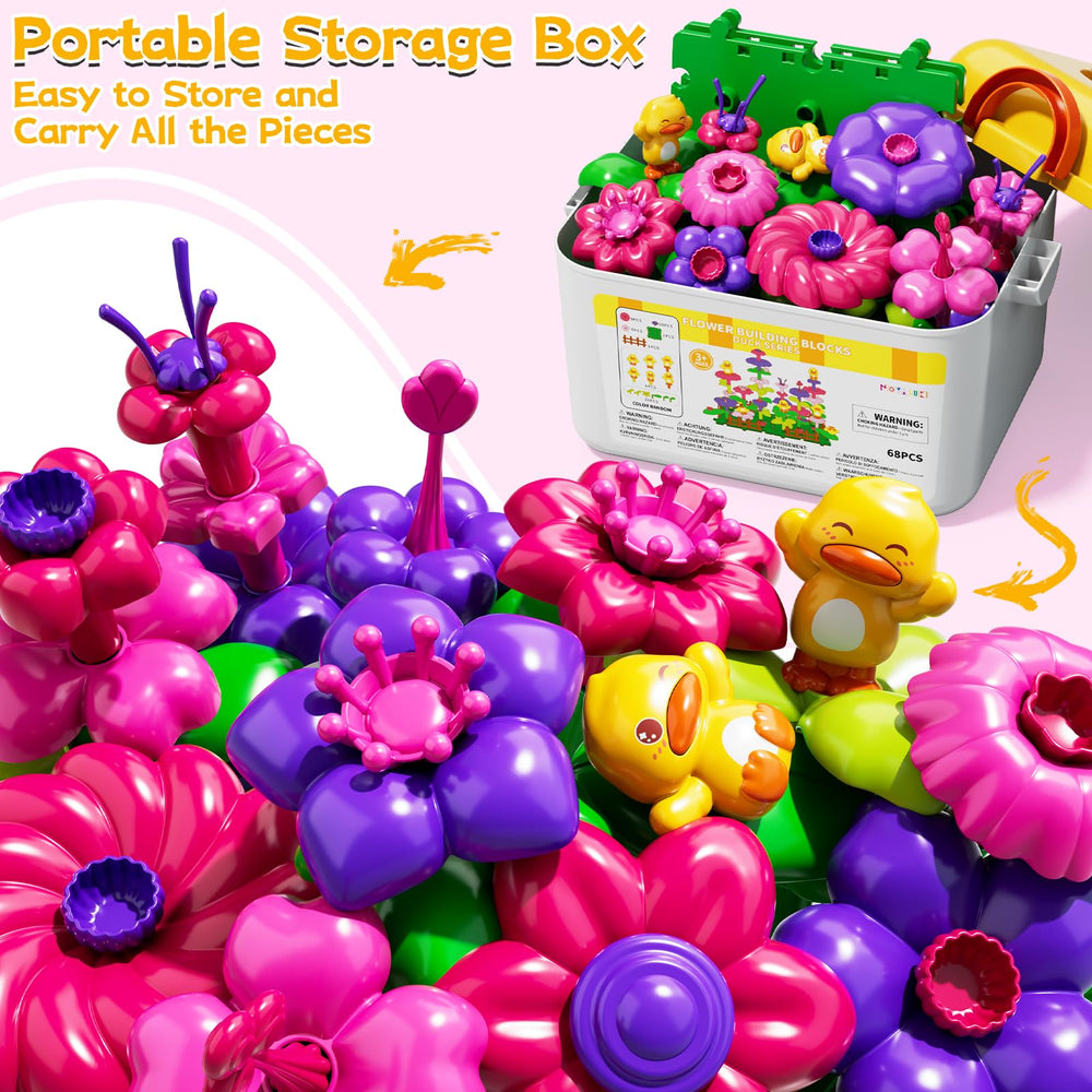 Novaluki Flower Garden storage box keeping parts organized after play.