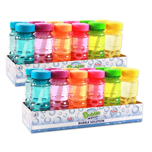 Novelinks Big Bubble Bottle 24pack creates colorful bubbles in sunlight for outdoor fun.