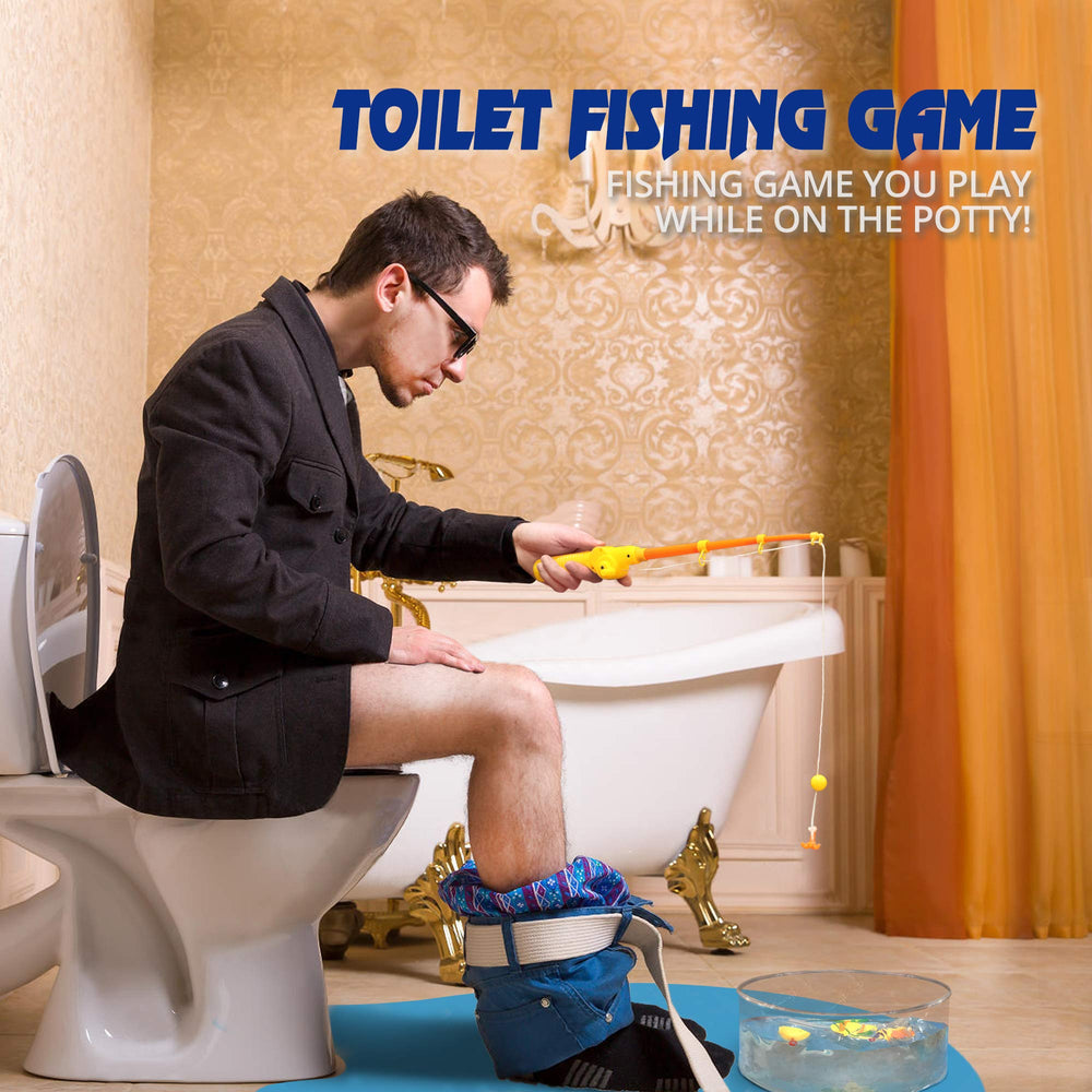 Novelty Place potty water tank provides a stable surface for fish-catching play