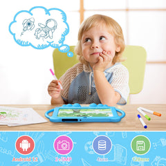 NOVOJOY 7-Inch tablet display close-up showing eye-friendly IPS panel.