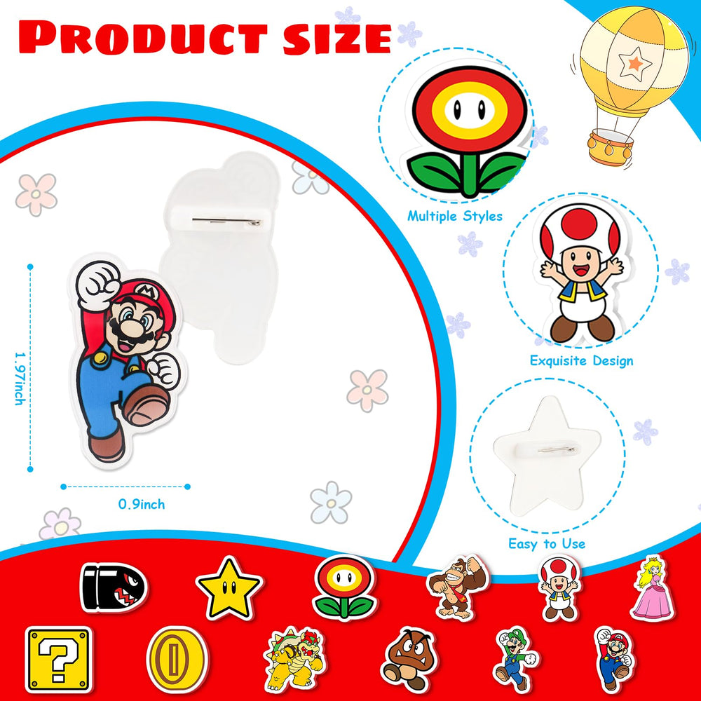 Novovida Mario party favors closeup highlights detailed kid friendly designs.