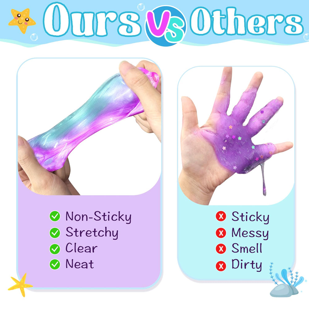 NPNE Mermaid Slime color swirls—glittery shine enhances sensory play and imaginative designs.