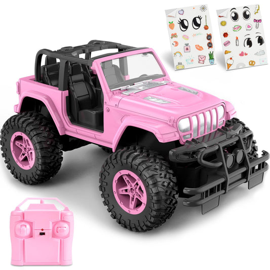 NQD pink RC car with DIY sticker kit sparks creative play.