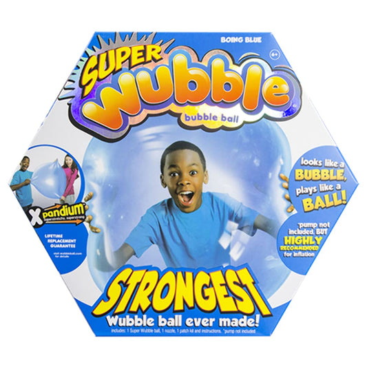NSI Wubble tear-resistant bubble ball blue front view for durable, active play