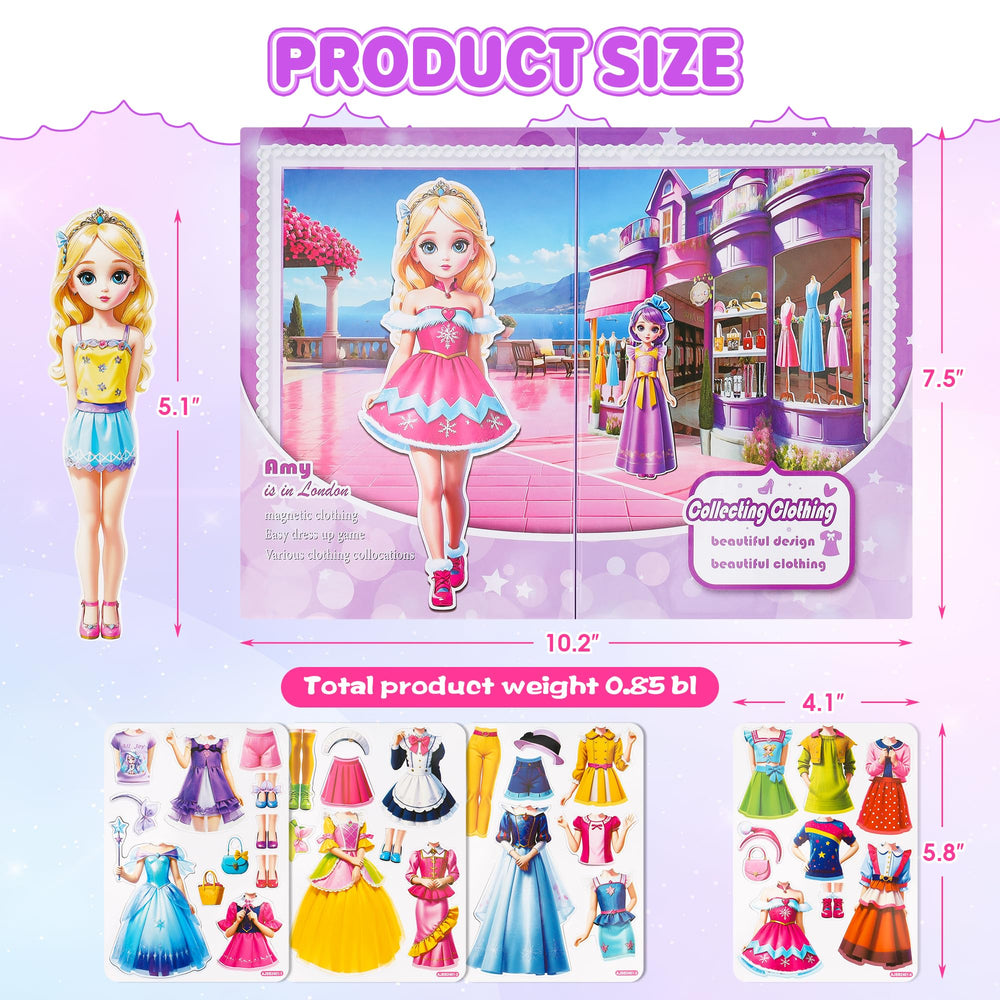 Nsuebck magnetic dress up dolls sticker sheets enable endless outfit combinations.