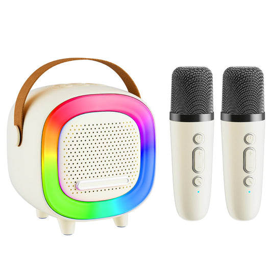 NTEEWAHY mini karaoke machine front view highlights compact home sing-along appeal.