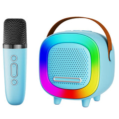 NTEEWAHY mini karaoke machine front view for easy setup and portability.