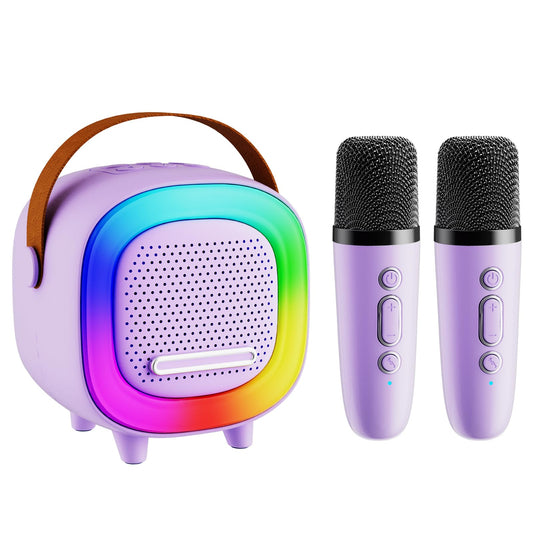 NTEEWAHY Mini Karaoke Machine with two mics for shared singing fun at home