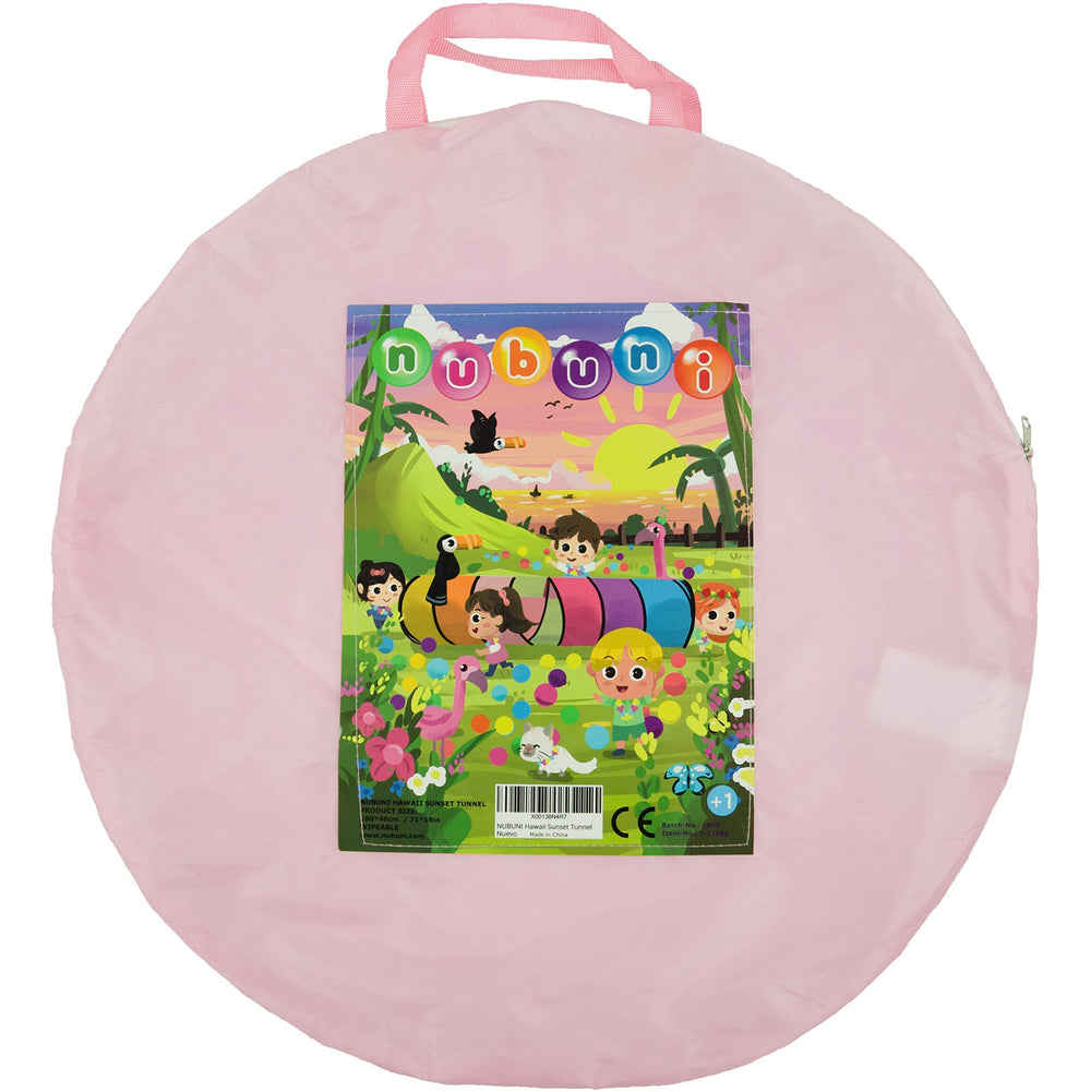 NUBUNI Kids Play Tunnel Pink: indoor-outdoor use for versatile play sessions.