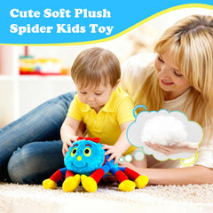 NUWDYSNN spider plush showing red and blue legs for imaginative play