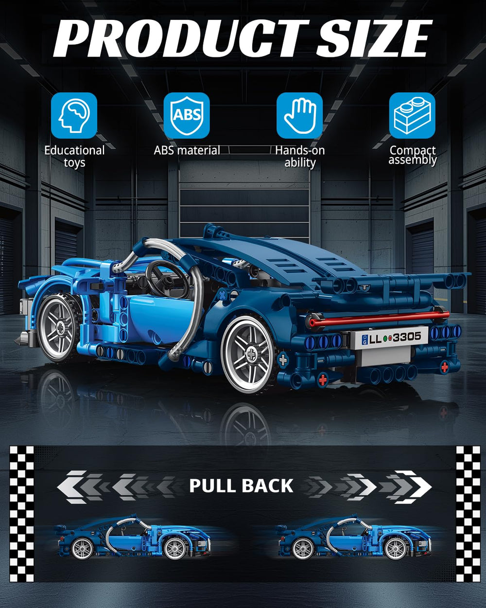 Nueris 1:18 blue sports car front fender design for a true scale look.