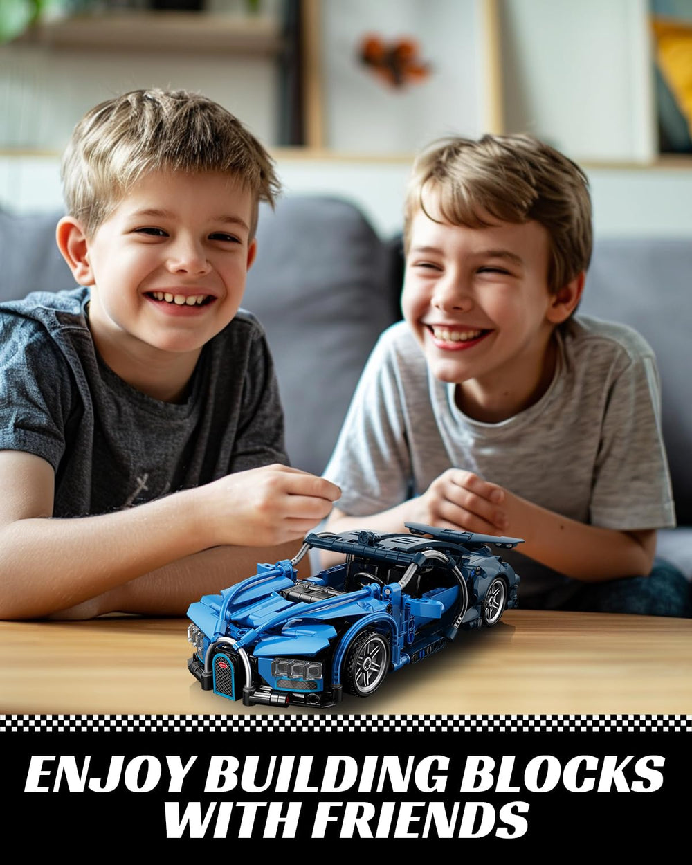 Nueris 1:18 blue sports car gift-ready box suitable for gifting.