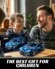 Nueris 1:18 blue sports car pull-back function for quick play.