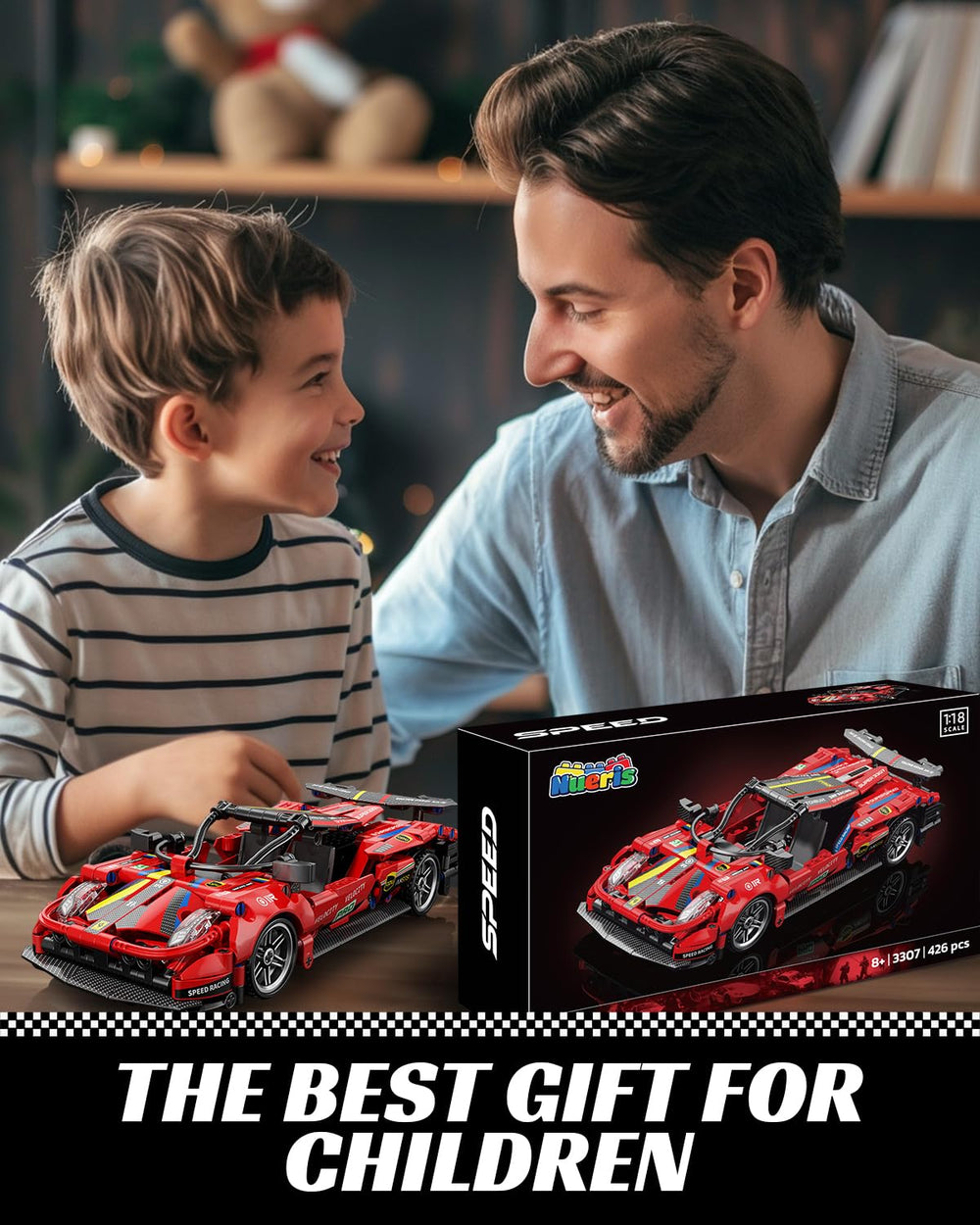 Nueris red 1:18 Technic car box packaging ready for gifting