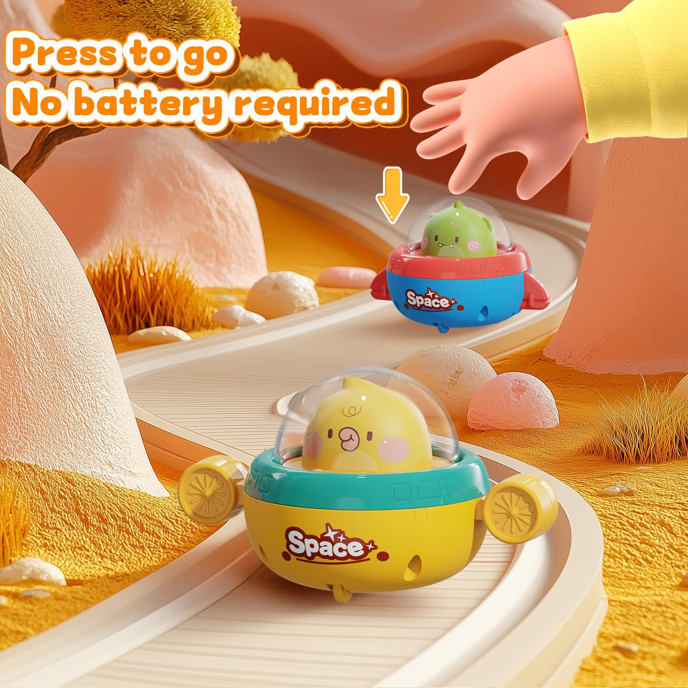 NUMBERFUN press-and-go baby car encouraging hands-on exploration and smooth rolling.