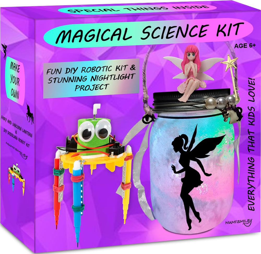 NUMI'SMILE fairy unicorn night light jar assembly promotes hands-on creativity for kids.