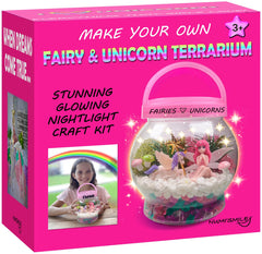 NumiSmile fairy unicorn terrarium jar with LED light for glowing decor