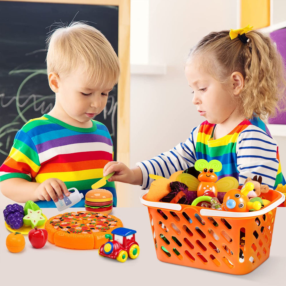 NUOBESTY durable ABS plastic basket, portable for kids' pretend kitchen.