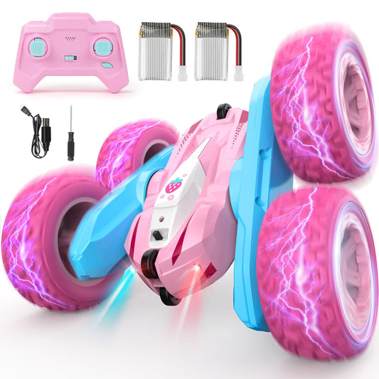 NUOKE pink RC car front view with headlights for night play