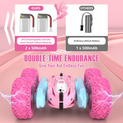 NUOKE pink RC car with LED headlights for night driving