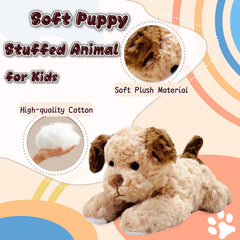 NuomiYue 12-inch brown and white puppy plush, colorful playtime partner.