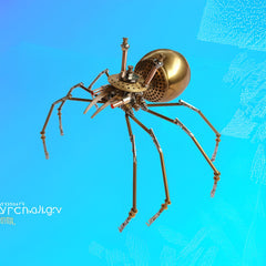 NUOSHANZS Steampunk Golden Spider assembly close-up highlighting precision parts
