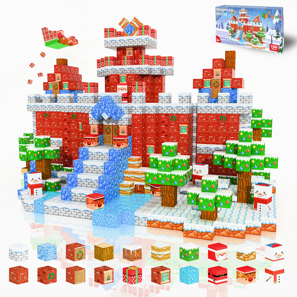 Nurcazo 150PCS magnetic blocks form an ice castle, boosting imaginative play and fine motor skills.