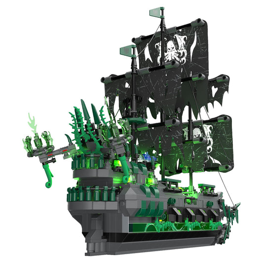 NUTCRACKER pirate ship with LED light exterior enhances dramatic room decor.