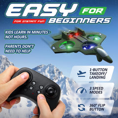 Nutty Toys RC Stunt Airplane with bright LEDs for night visibility