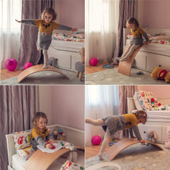 Nutty Toys wobble board family play setup demonstrates shared balance fun.