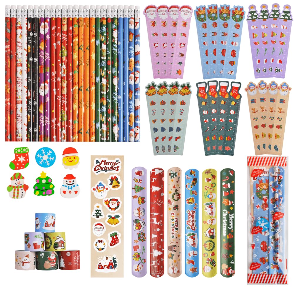 NVAZIOP Christmas pencils in festive wrappers ideal for classroom gift exchanges