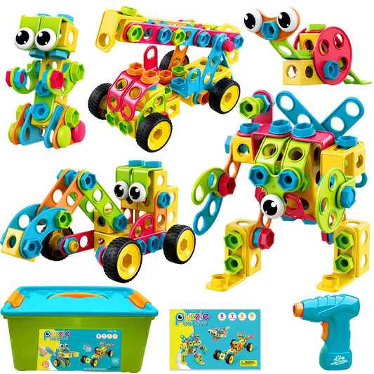 NXONE 195-piece block set with electric drill for collaborative hands-on STEM play.