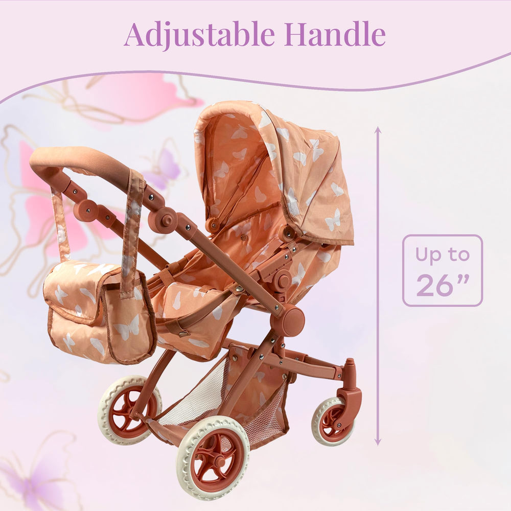 The New York Doll Collection sun canopy extended for shade during park play