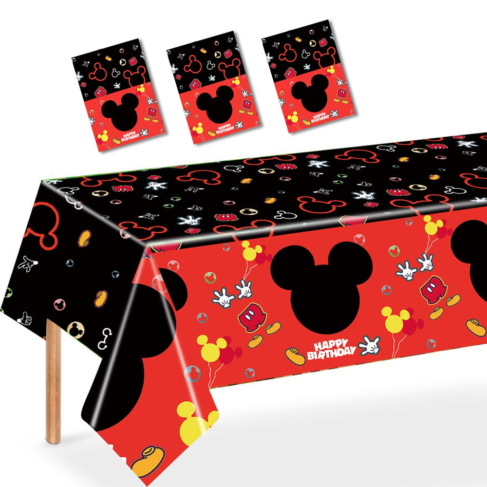 Nyhpar mouse party tablecloth front view, waterproof and easy cleanup for birthdays.