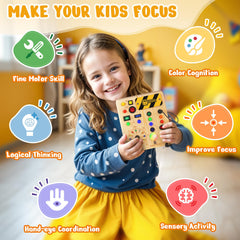 OAKJAR Busy Board color switches close-up demonstrates color recognition and independent play.