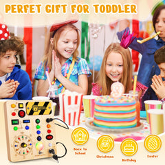 OAKJAR Busy Board on the go shows a compact design for travel sensory play.