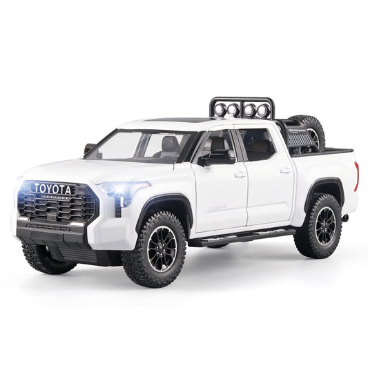 OANMYJJO White Tundra front view with bright lights for playtime realism.
