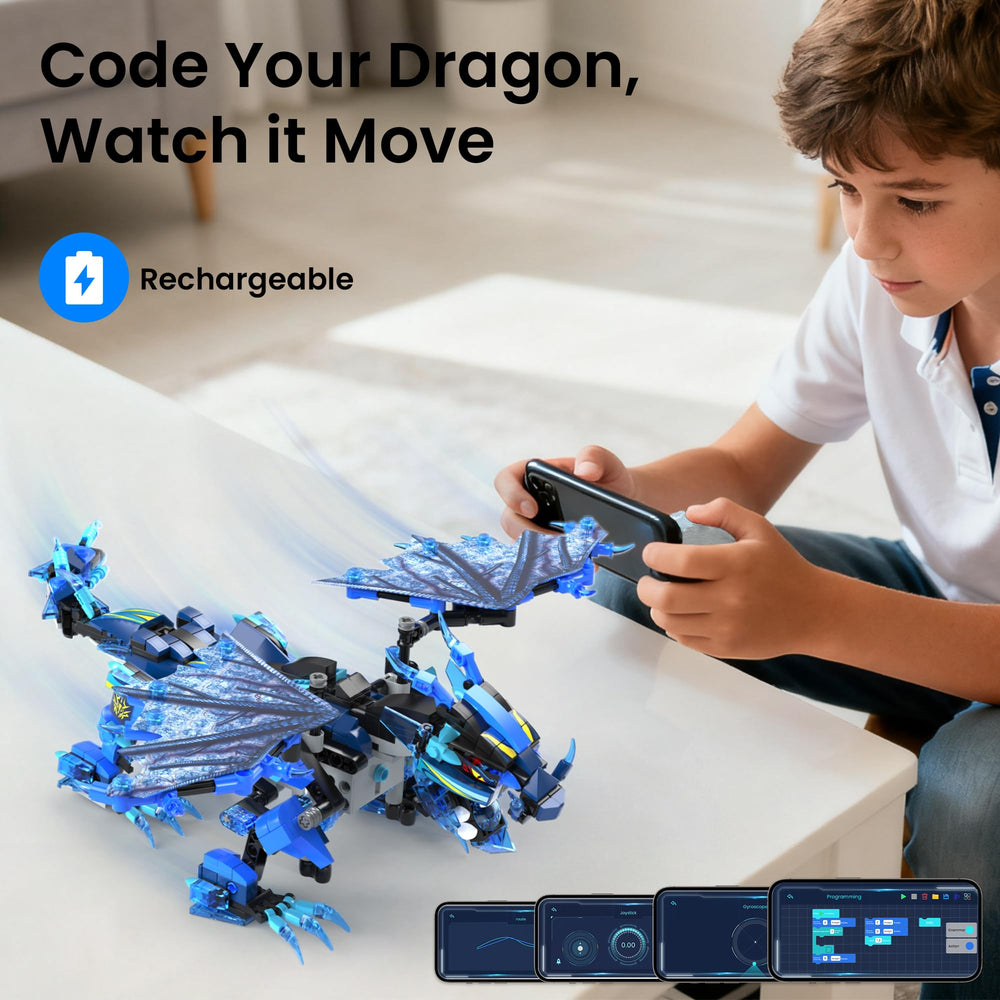 OASO blue dragon 3-in-1 model ready for creative challenges.